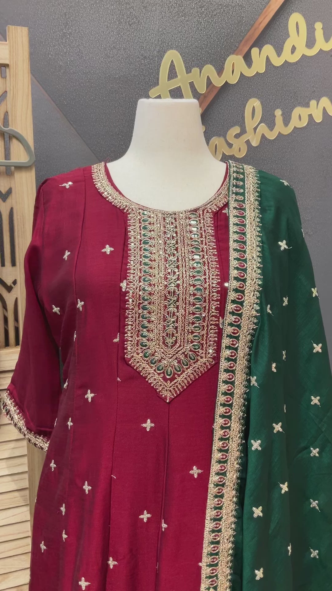 Size 44 - Maroon Anarkali Kurti set