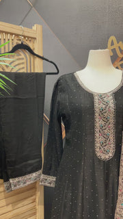 Black Party Wear Anarkali Kurti set