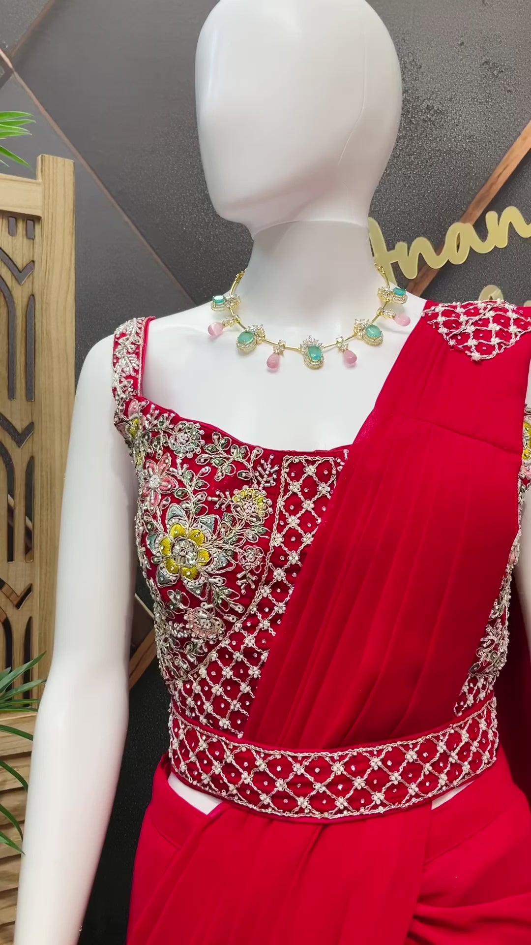 Red - Party Wear Ready to Wear Saree