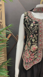 Black with Embroidered Sharara Set
