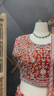Rust orange plus size lehanga set