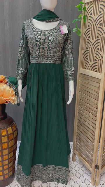 Georgette Party Wear Long Dress - Elegant Ethnic Gown
