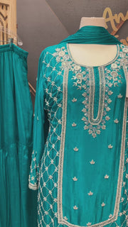 Premium Collections Sea Blue Plus size Sharara set