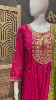 Pink Party Wear Anarakali Kurti set