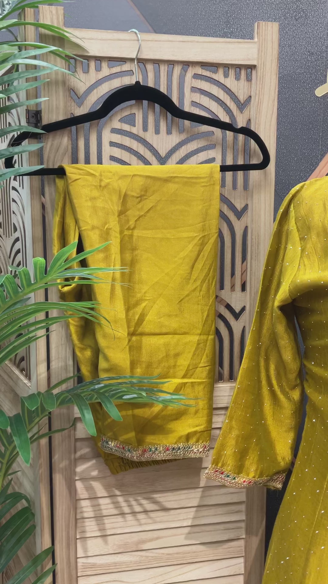 Plus Size - Mustard Yellow Color Anarkali Kurti set- Size 46