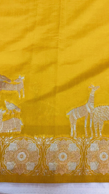 Semi Benarasi Saree with Contrast Stitched Blouse - Premium Quality