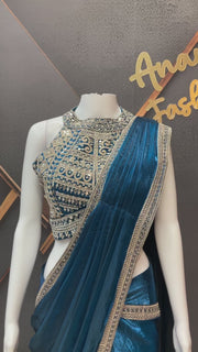 Blue Ready to Wear Party wear saree