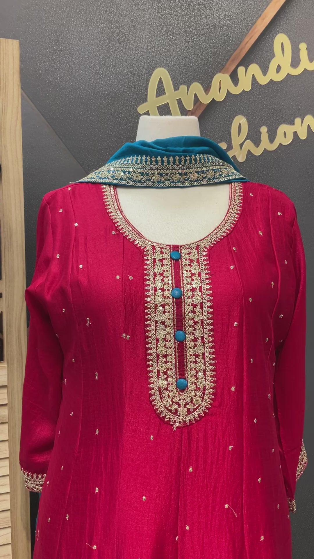 Plus Size - Red Anarkali Kurti set- size 46/48