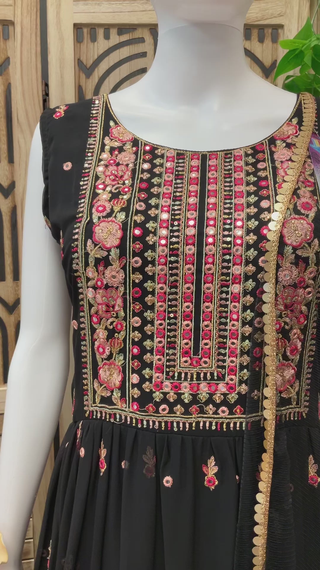 Party wear black long dress/long Kurti -Size 40/US S