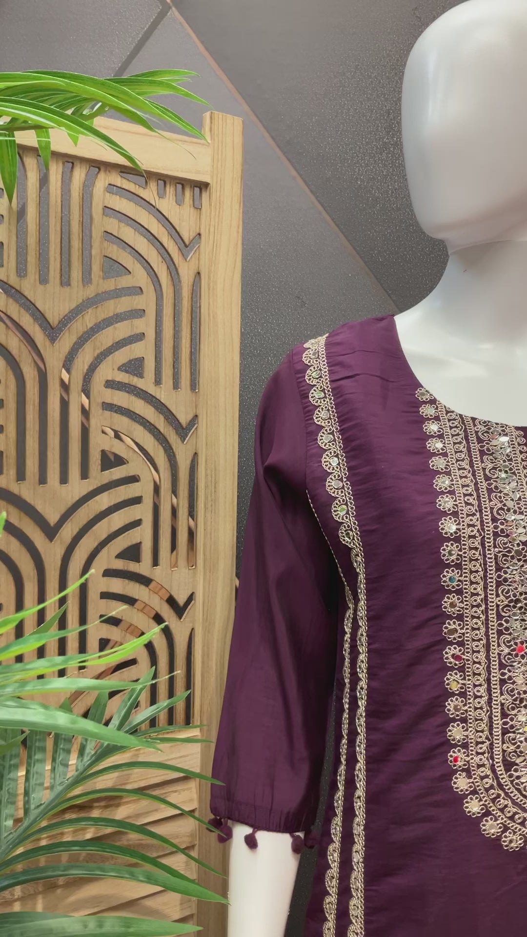 Wine color Work kurti