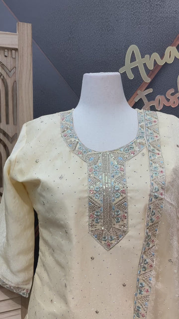 Size 44/Indian XXL - Party Wear Tissue Palazzo/Sharara set