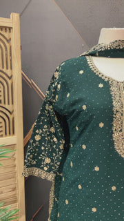 Plus Size Party Wear Green Sharara set