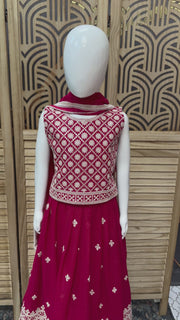 Girls Pink Lehenga Set