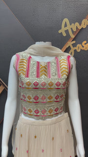 Teenage Girls’’ Beige Georgette Lehenga Set