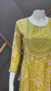 Light Green Pure Cotton Anarkali Kurti