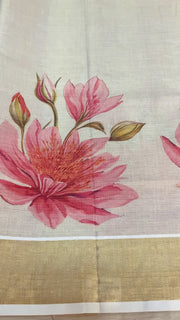 Kerala Set Saree with Floral Digital Print