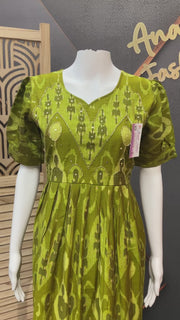 Green Shade Mid Length Long Kurti