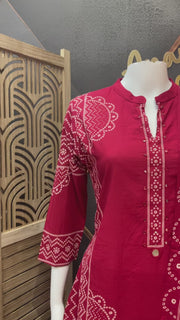 Maroon Pure Cotton Kurti set