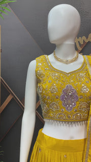 Designer Yellow Party Wear Lehenga set