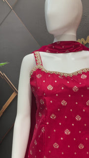 Pink Benarasi Silk Sleeveless Palazzo Set