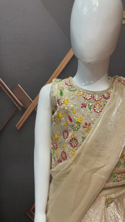 Little Girls Gold Tissue Saree