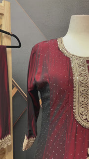 Maroon Plus size Anarkali Party wear Kurti set